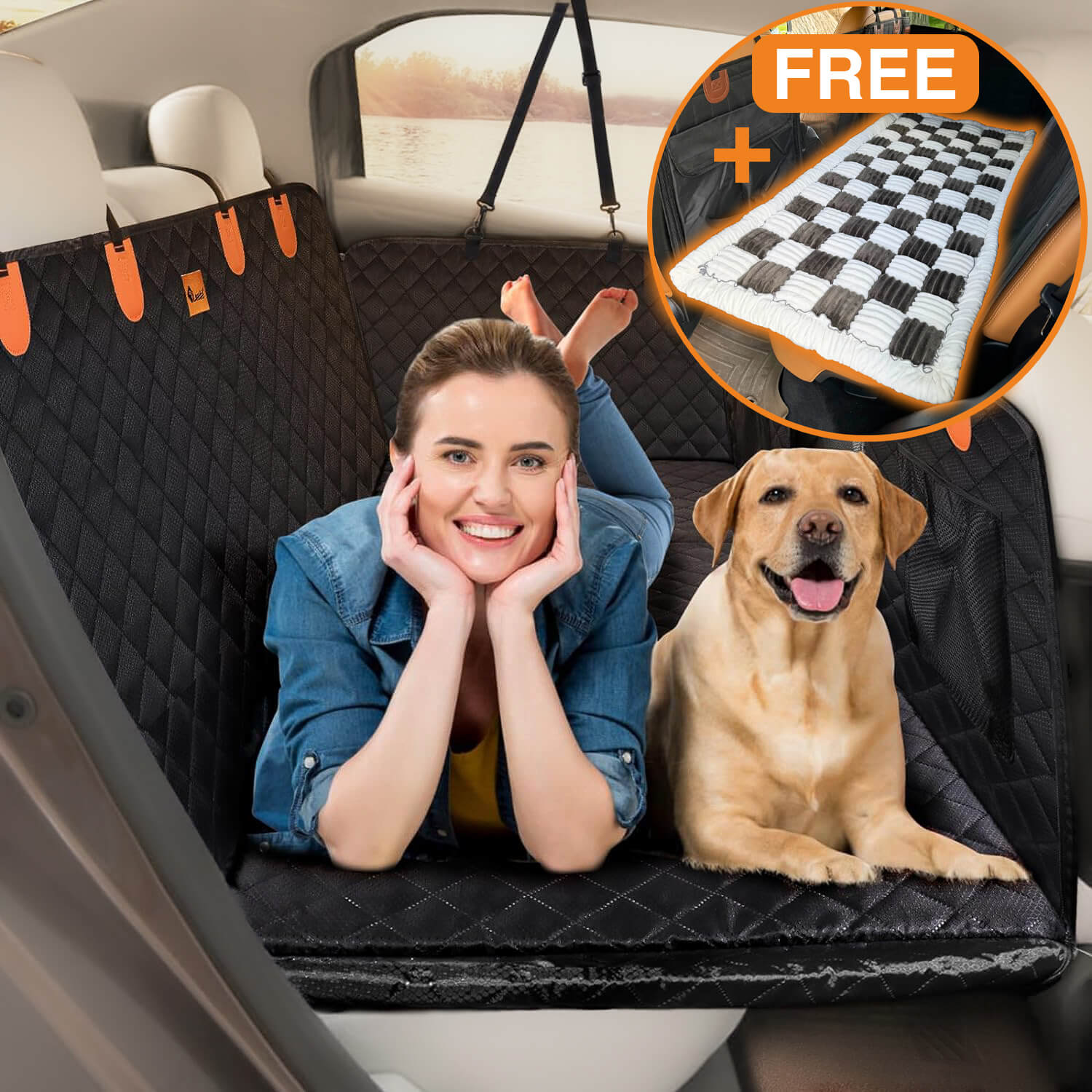 Ruff Rover Assembly RuffRover 2.0™ - Hard Bottom Dog Car Seat Protector + (FREE Dog Bed)